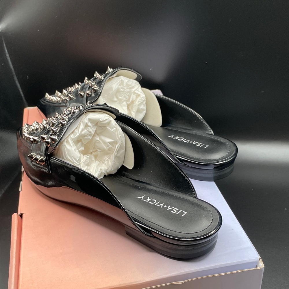 Elegant Black Studded Mules - Picture 2 of 6